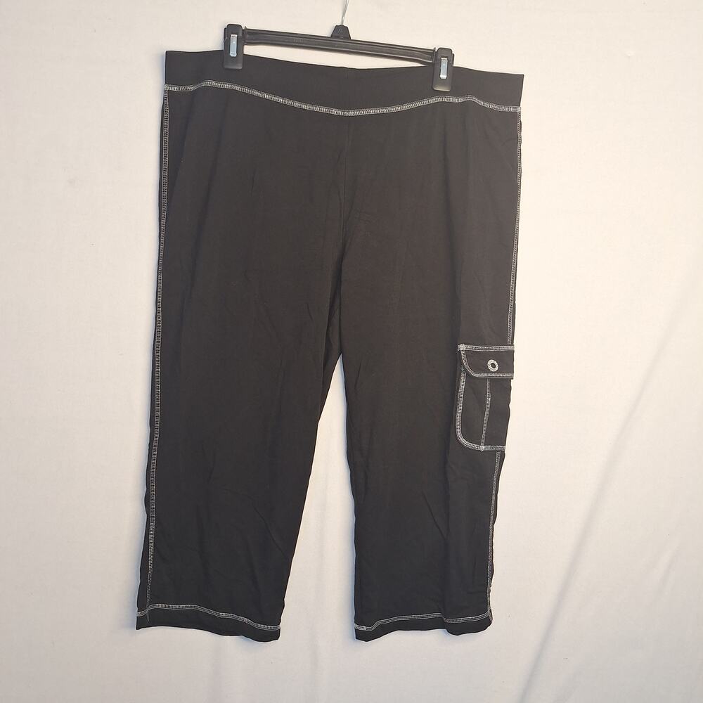 Chico's Zenergy Black Cropped Capri Sz 2 (12-14) Soft Pima Cotton Modal Blend